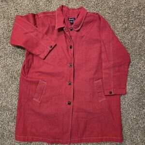 Denim & Co Women's 3X RED Denim Coat Duster Lined Cotton Plus Western Cottage